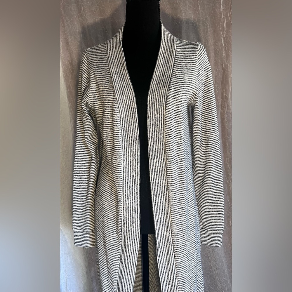 LOFT blue & white striped duster cardigan - Picture 2 of 6